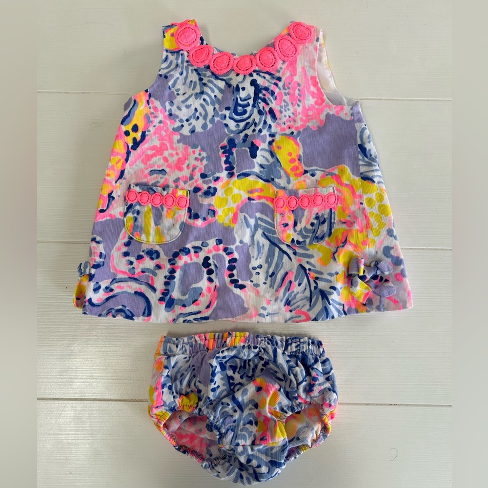 Lilly Pulitzer Girls Multicolor Pink Yellow Blue Printed Tank Set